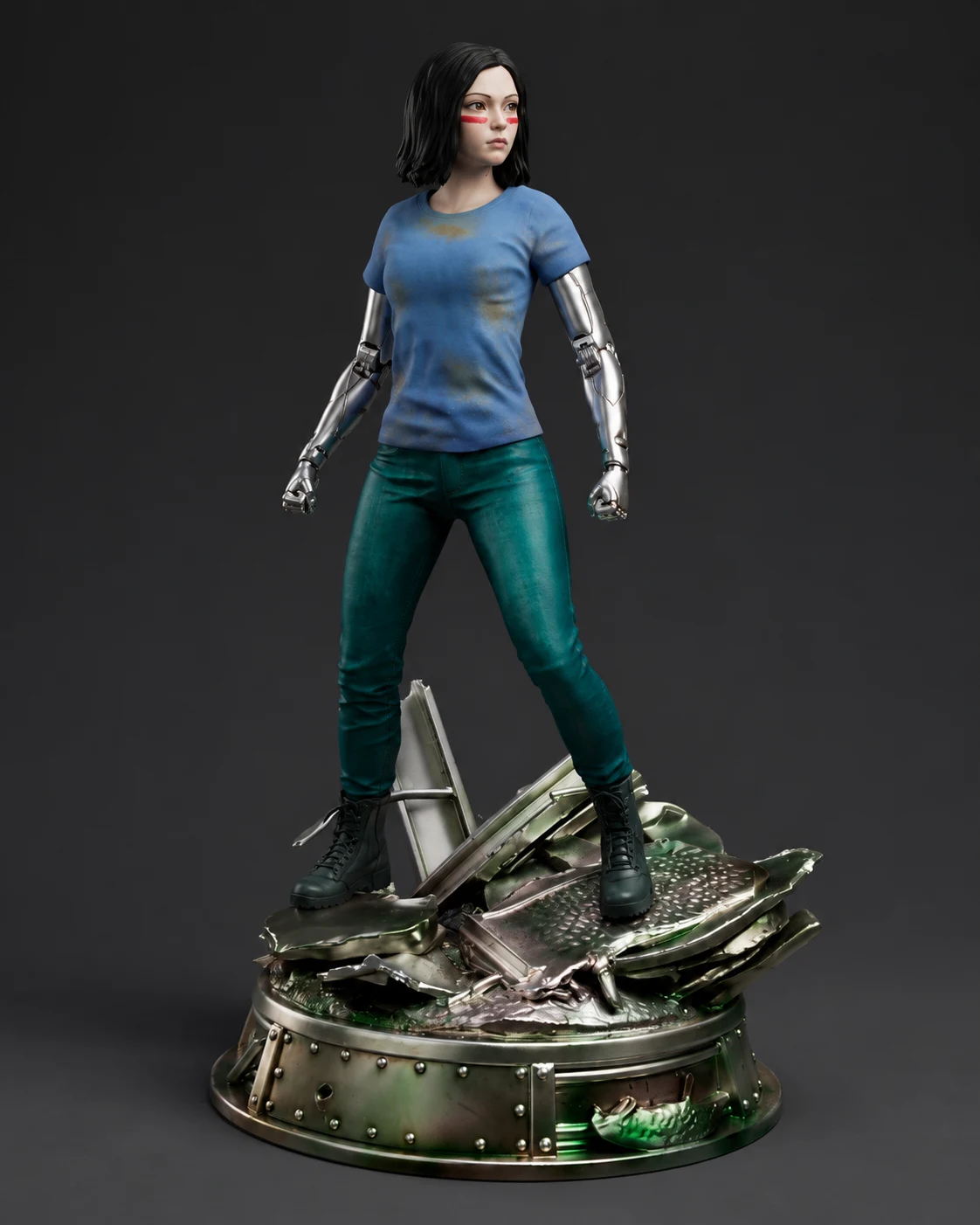 Alita Battle Angel 1:4 scale collectible statue — front view of the hand-painted resin sculpture by Luna Studio